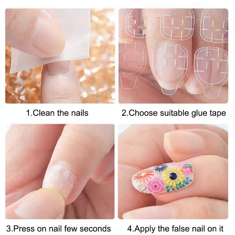 Set 24 Móng Tay Giả Bằng Acrylic Trong Suốt Nhiều Kích Cỡ Tùy Chọn Diy