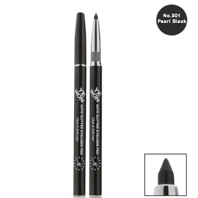 Chì kẻ mí kim tuyến Mira Glitter Auto Eyeliner Pen Hàn Quốc No.308 (Vàng nâu) - Hàng chính hãng