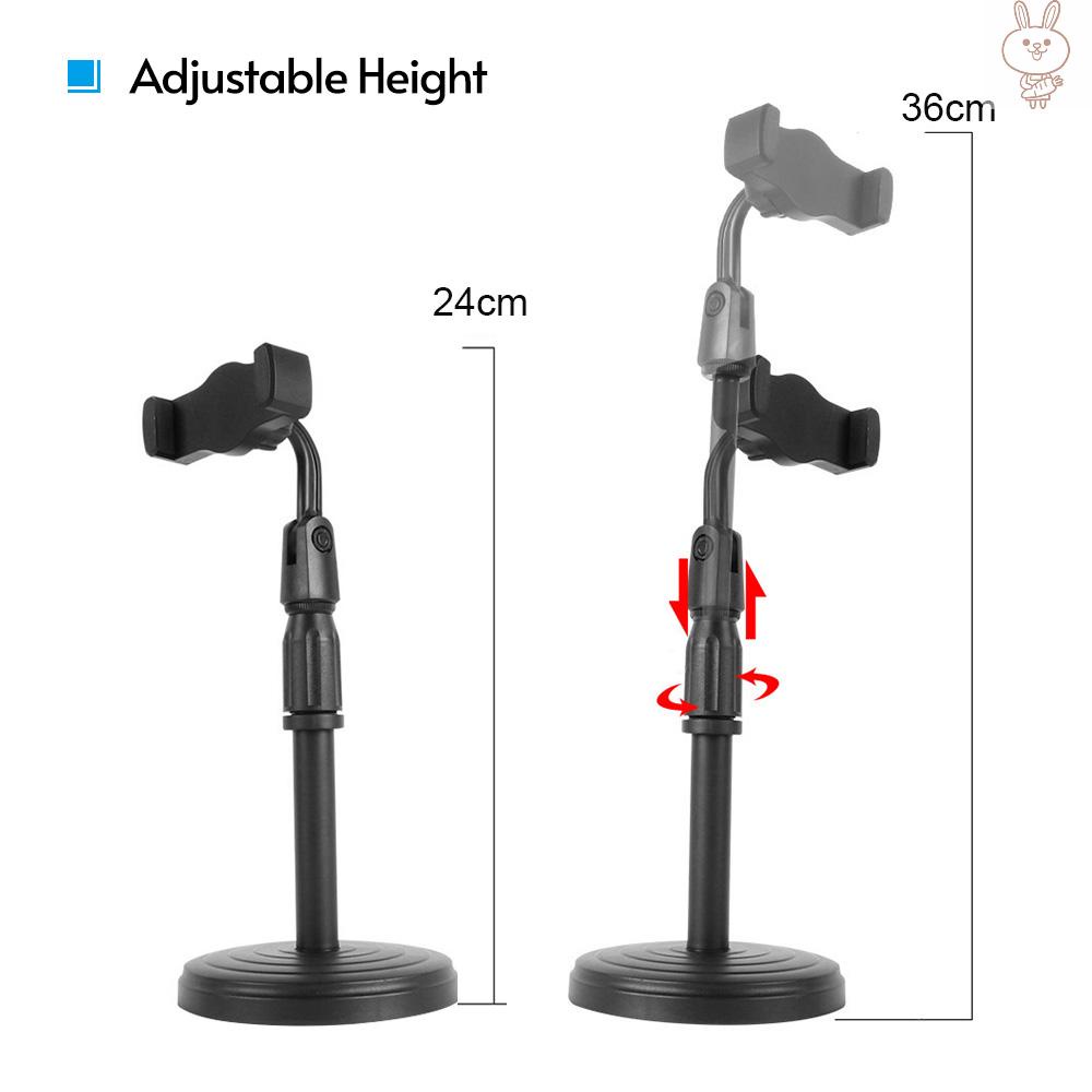 OL Desktop Smartphone Stand Bracket 24cm-36cm Adjustable Height with 360° Rotation Phone Holders for Live Streaming Online Chatting Video Watching