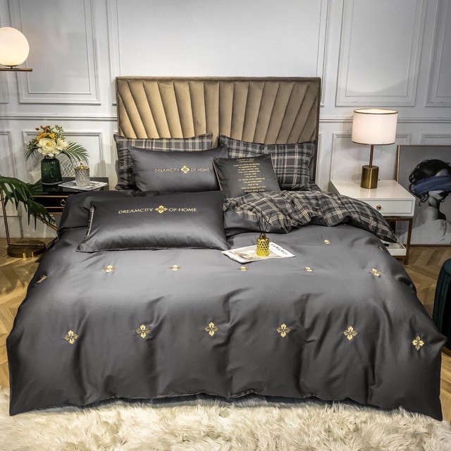 Sét chăn ga gối lụa thêu nhập khẩu hót hít 2020