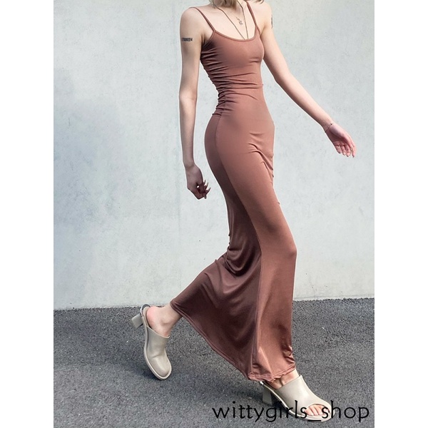 Wittygirls_ Shop | Đầm Hai Dây Màu Sắc Đơn Giản Quyến Rũ Cho Nữ