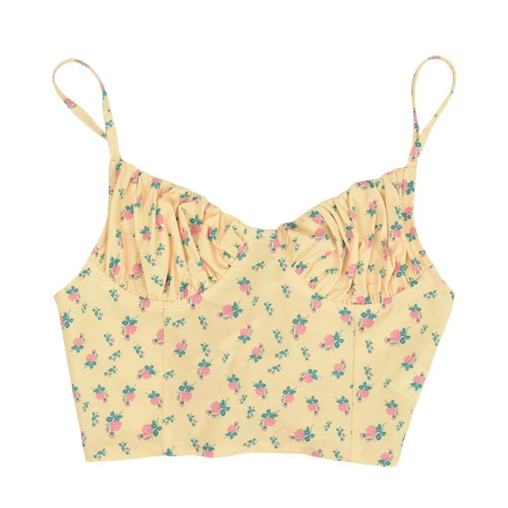 Áo Croptop Sát Nách Hoạ Tiết Hoa Thiết Kế Hở Lưng Quyến Rũ