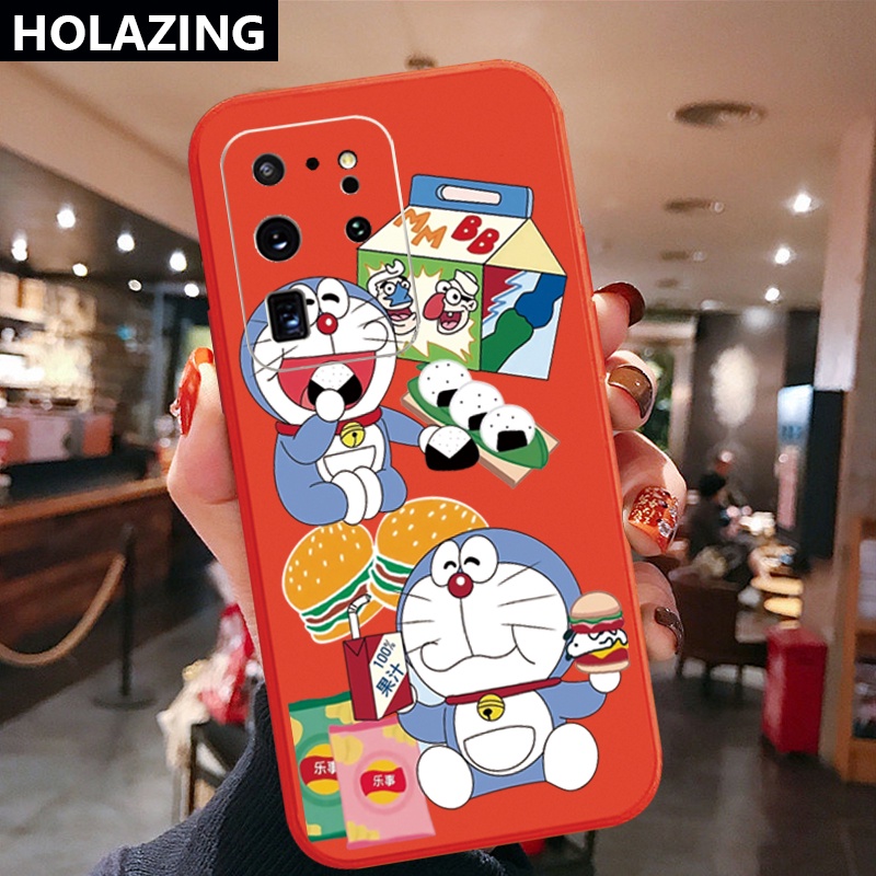 Ốp Điện Thoại Cạnh Vuông In Hình Doraemon Cho Samsung Galaxy S21 Ultra S20 FE S10 Plus A52 5G A72 4G