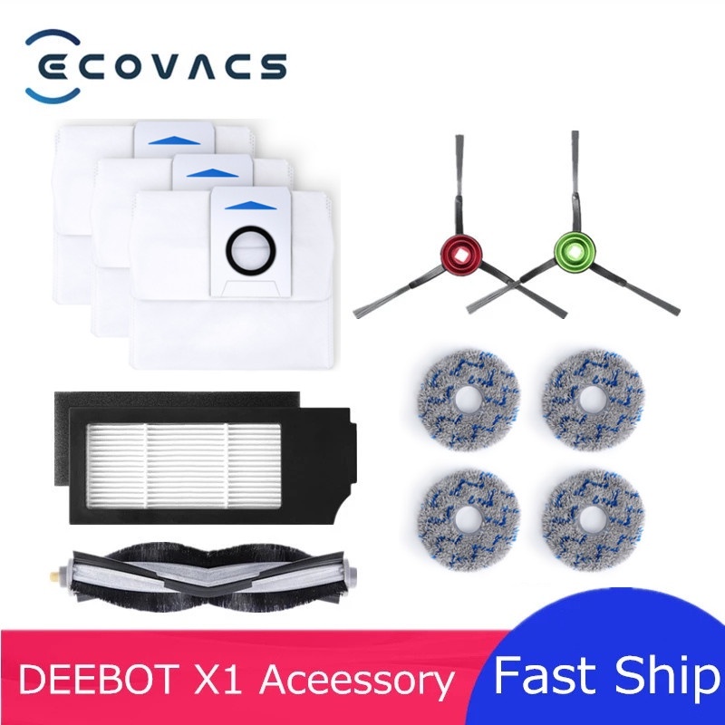 Thành thật Genuine Ecovacs X1 Parts of Main Brush, Filter, Side Brush, Mop Cloth, Dustbin, Dust Bag, Mop Bracket