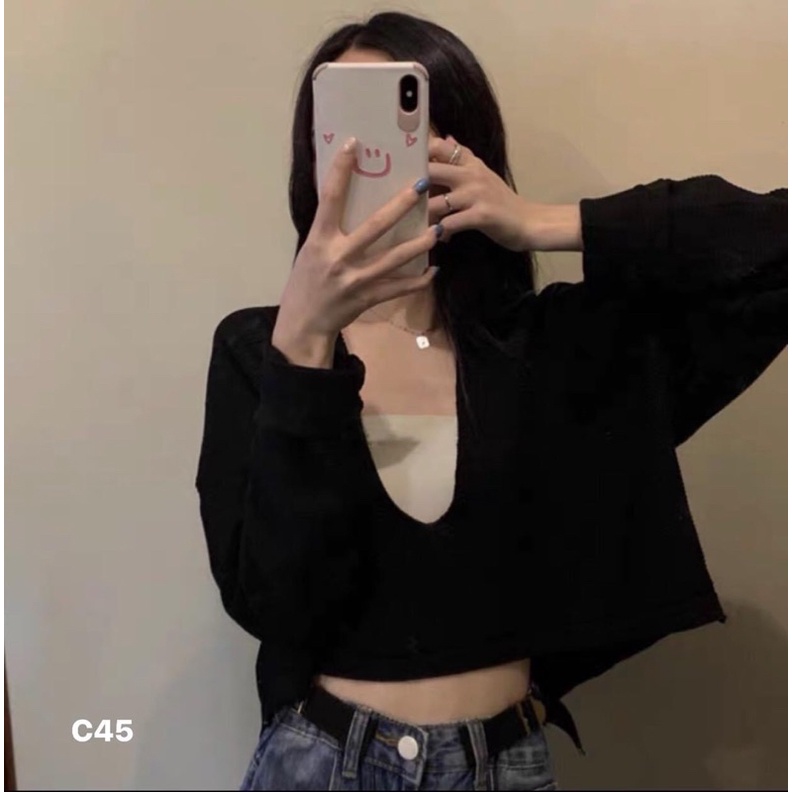 CROPTOP CỔ V SIÊU HOT