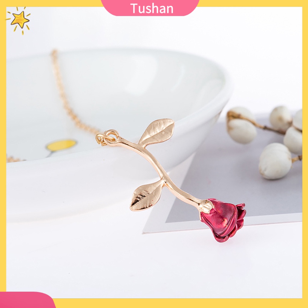 Dây Chuyền Hợp Kim Mặt Hình Hoa Hồng Thanh Lịch Cho Nữ