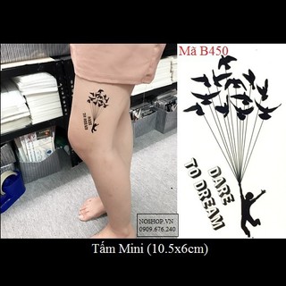Xăm dán Tattoo đàn chùm chim bay B450