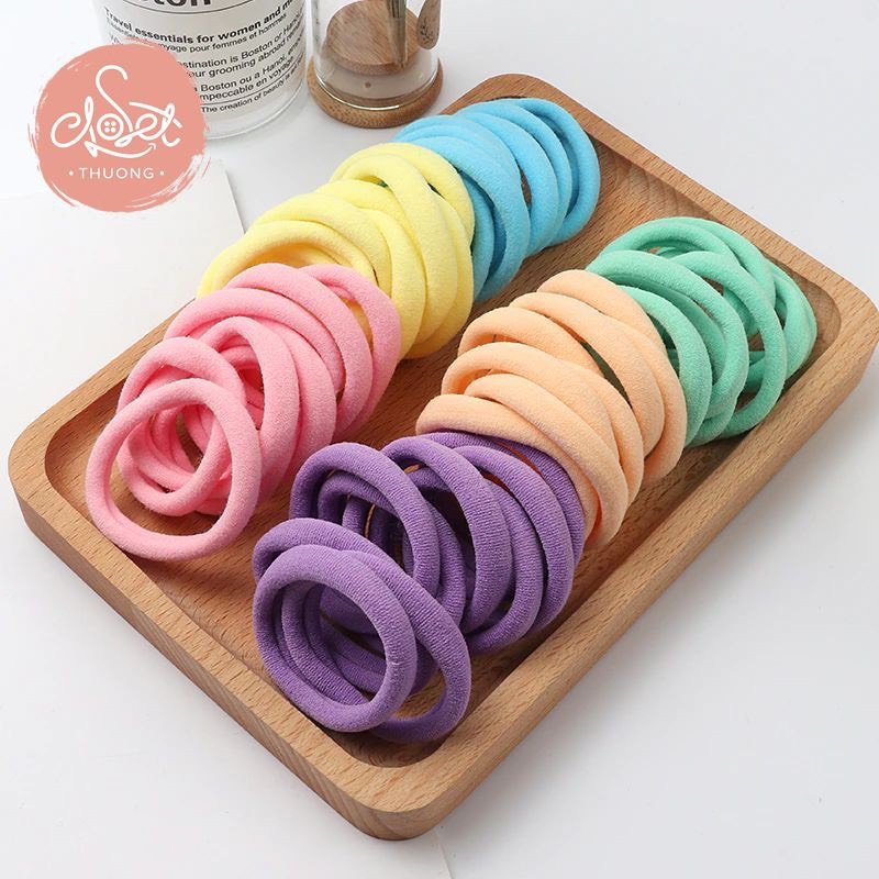 Set 10 dây chun buộc tóc trơn co giãn cho nữ
