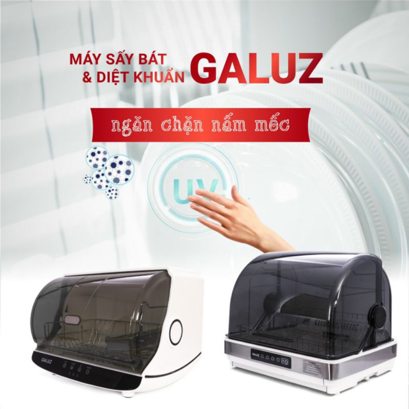 [Mã 273ELHA100K0 hoàn 7% đơn 500K] Máy sấy và diệt khuẩn UV bát đĩa Galuz model BJG68-2 dung tích 42L