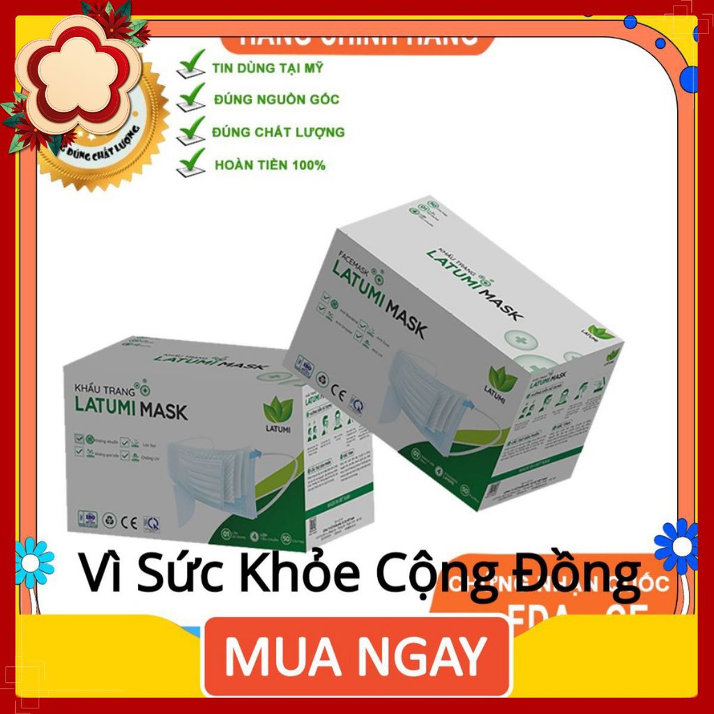 1 Hộp Khẩu Trang Y Tế 4 Lớp Lọc Khuẩn LATUMI 50 Cái / Hộp Chính Hãng Đạt Tiêu Chuẩn Quốc Tế Xuất Khẩu sakukeeee.shop | BigBuy360 - bigbuy360.vn