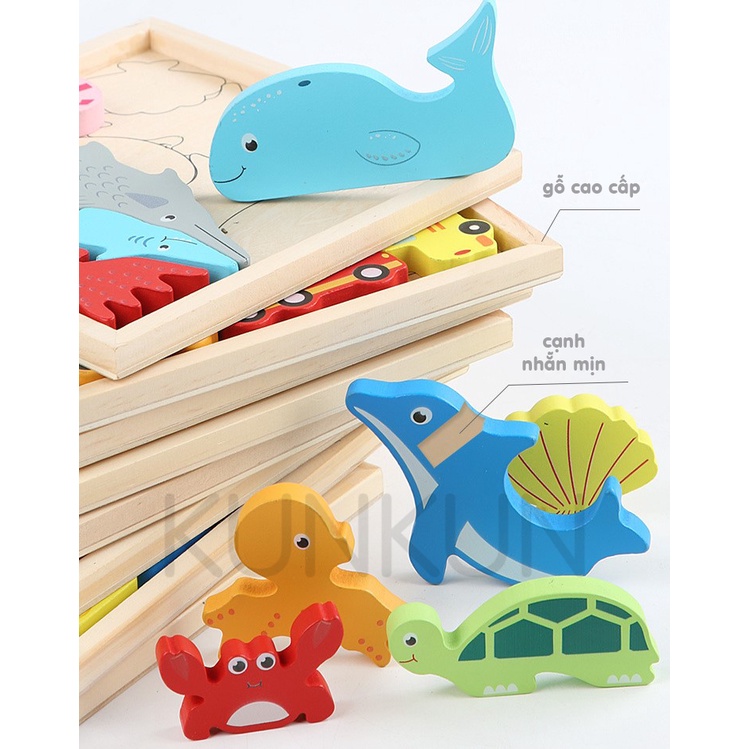 Đồ chơi xếp hình TETRIS TANGRAM phương tiện giao thông và động vật phát triển thông minh cho bé