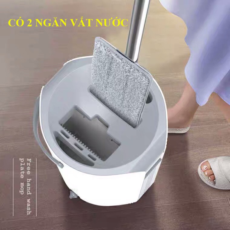 BỘ CÂY LAU NHÀ HAI NGĂN LAU CỰC SẠCH, TIẾT KIỆM KHÔNG GIAN, 2 BÔNG LAU THEO BỘ Bộ Lau Nhà 2 Ngăn Megahome X5