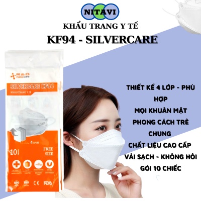 Khẩu Trang KF94 y tế 4D SELVER CARE Màu Trắng chống bụi mịn kháng khuẩn hàng cao cấp ( Gói 10 cái )