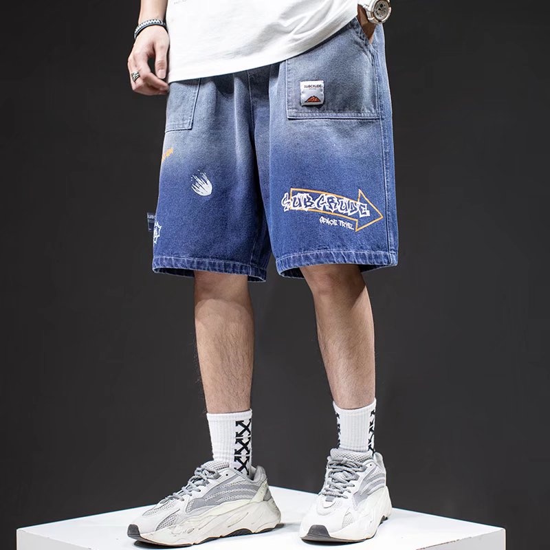 Quần short jeans Nam Phong Cách Hip Hop Size M-3XL