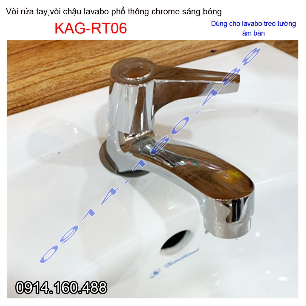 Vòi lavabo lạnh KAG-RT06, vòi chậu rửa mặt tay vuông gạt chome bóng nước mạnh sử dụng tốt siêu bền