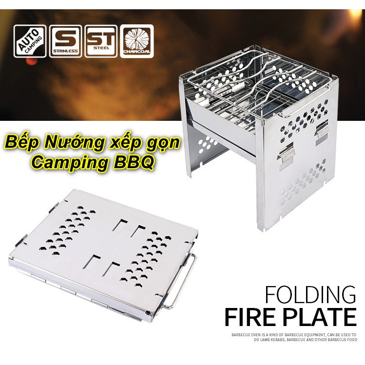 FOLDING FIRE PLATE - Bếp Nướng xếp Camping BBQ - Home and Garden