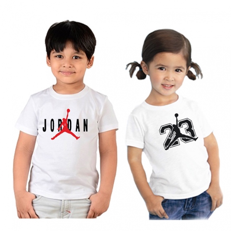 Áo Thun Trắng Cổ Tròn In Hình Jordan Cho Bé