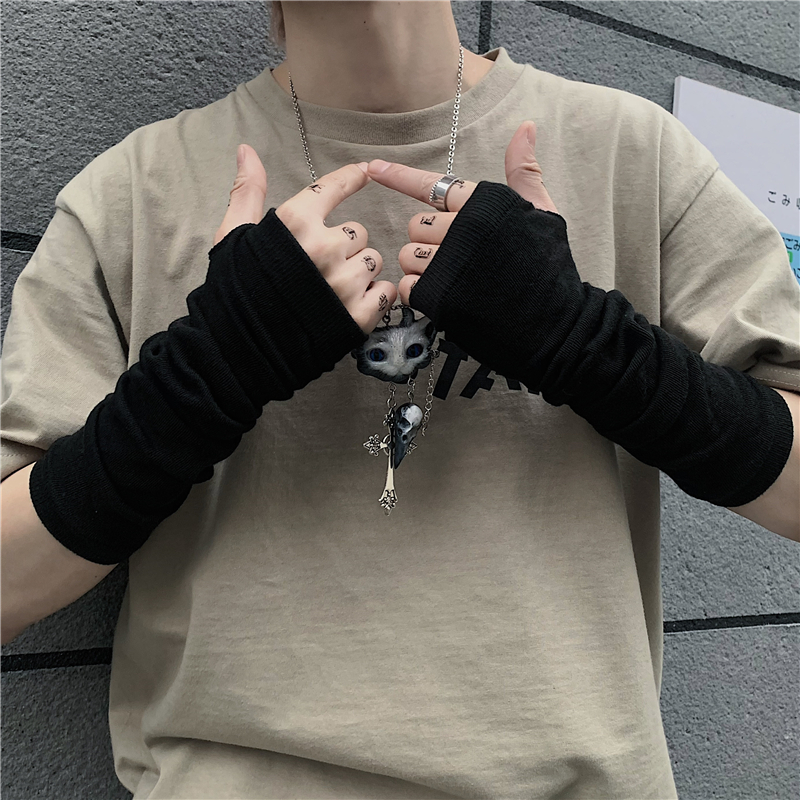 Găng tay ninja hở ngón 195600 màu tối phong cách harajuku đường phố cá tính cho nam và nữ