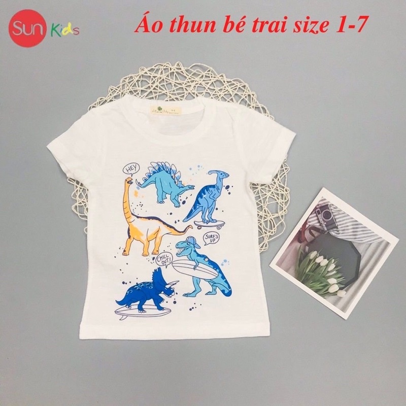 Áo thun bé trai, áo phông cho bé trai chất cotton nhiều màu, size 1-7 tuổi - SUNKIDS1