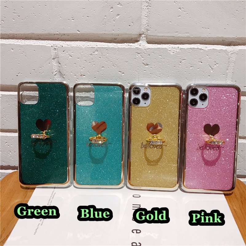 Ốp Điện Thoại Mềm Mạ Vàng 3D Có Vòng Đỡ Cho iPhone 6 6s 7 8 Plus X XS XR 11 Pro Max