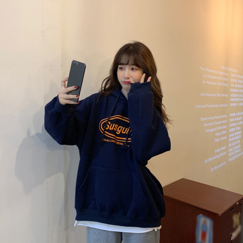 Áo Nỉ Nữ Dài Tay Có Mũ Form Rộng Thời Trang Hip Hop Pu