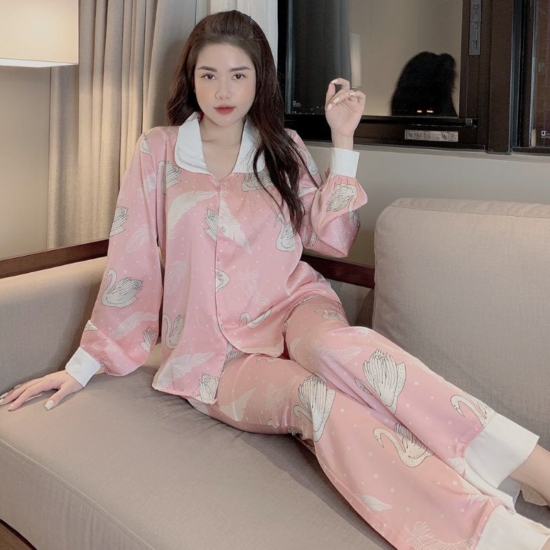 Bộ đồ pijama, bộ ngủ lụa cao cấp hoạ tiết chất mát lịm