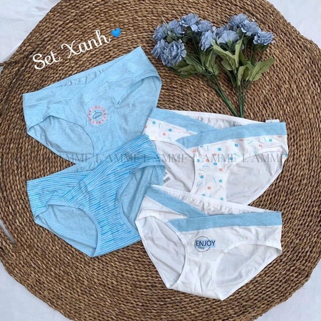 [Mã WASTMAY giảm 15% tối đa 30K đơn 150K] Set Quần Lót Bầu cạp chéo - Cotton siêu sịn an toàn - họa tiết đáng yêu