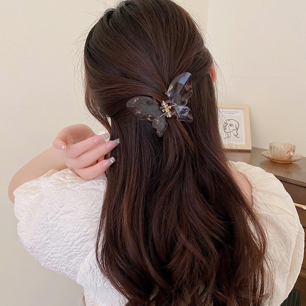 Bộ 3 Kẹp Tóc Cá Mập Bằng Nhựa Trong Suốt Phong Cách Vintage Cho Nữ
