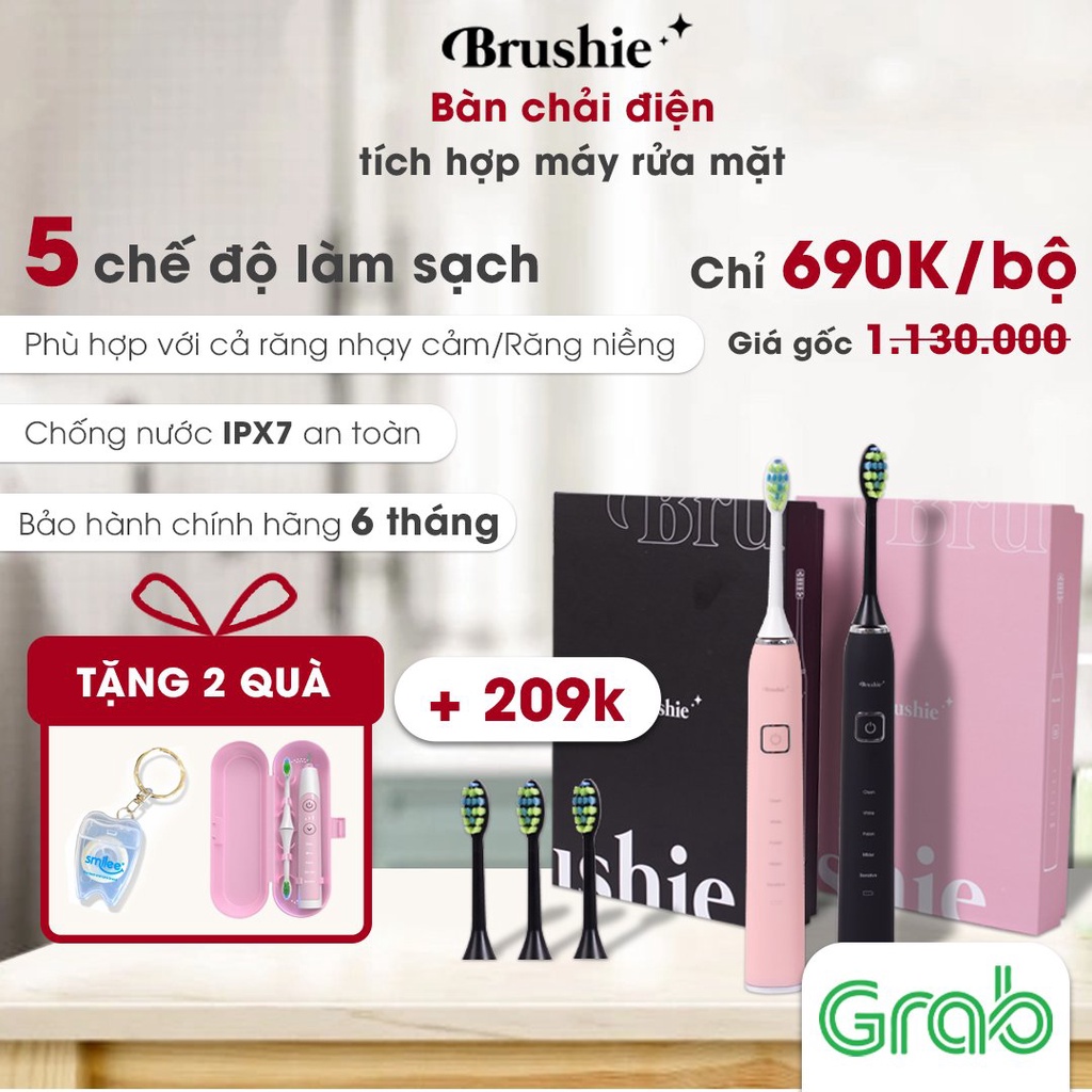 [Tặng 2 quà] BRUSHIE Bàn Chải Điện phiên bản GIỚI HẠN 5in1xMáy Rửa mặt thông minh-Đánh răng/Rửa Mặt/Chăm sóc nứu-Hàng Mỹ