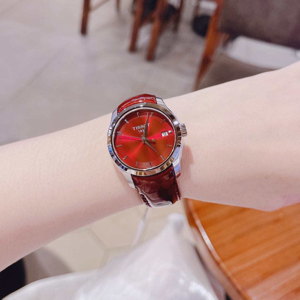 Đồng hồ nữ chính hãng Tissot T035.210.16.371.01 - máy quartz pin Thụy Sĩ - Kính Sapphire - Dây da