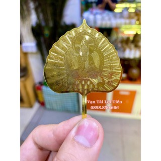 Lá bồ đề quan âm bồ tát mạ vàng may mắn