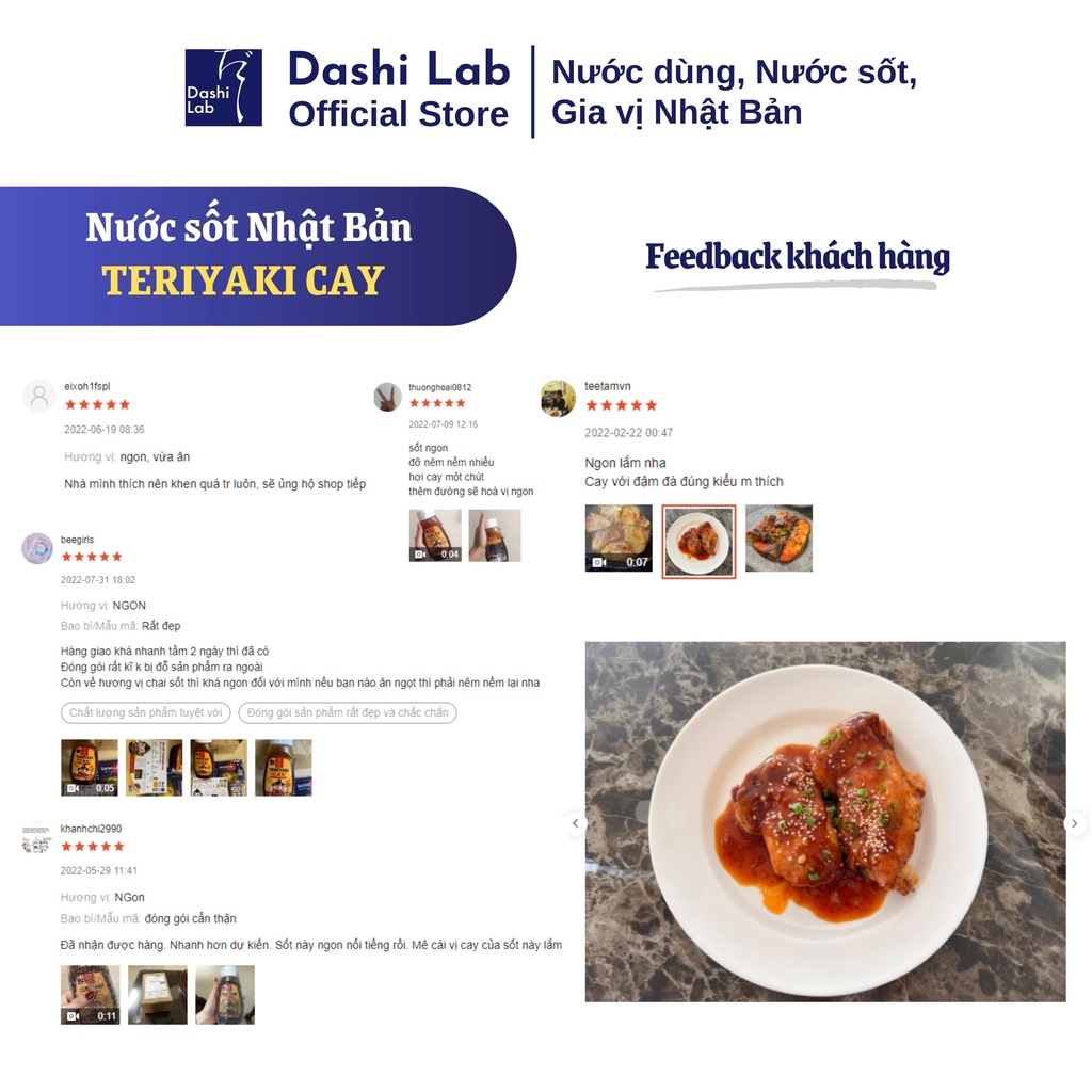 Nước Sốt TERIYAKI Cay Nhật Bản Hương Vị Đậm Đà Cay Mê Ly Chay Mặn Đều Dùng Được DASHI LAB Chai 340g