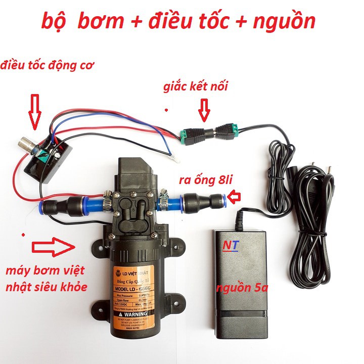 Máy Bơm Nước Mini 12V Tăng Áp Phun Sương, Rửa Xe, Hút Nước Bể Cá