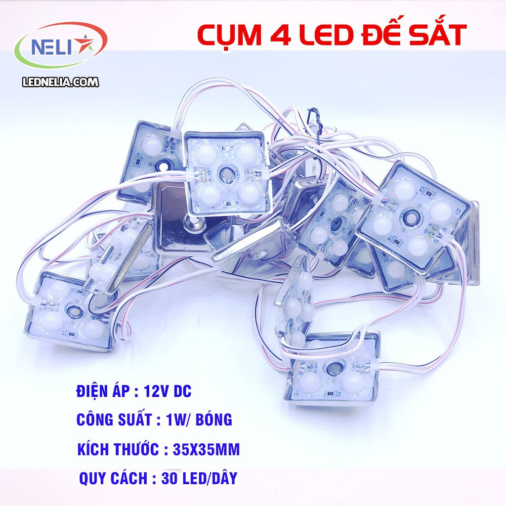 Cụm 4 LED đế sắt ngoài trời chống nước chip 2835 .