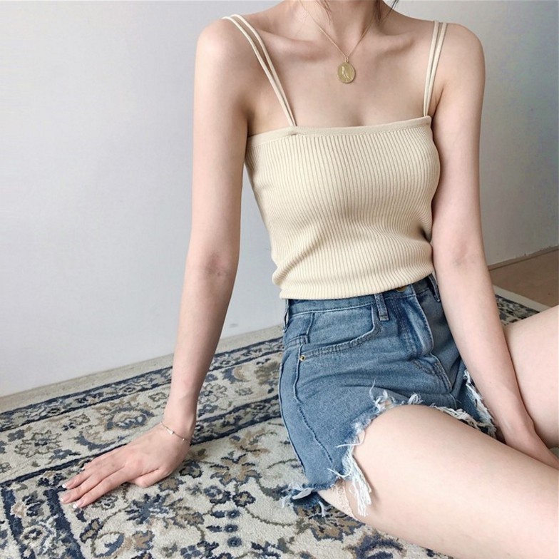 Áo 2 Dây Nữ Len Gân Thời Trang Hè  Co Giãn Dáng ôm Chất đẹp