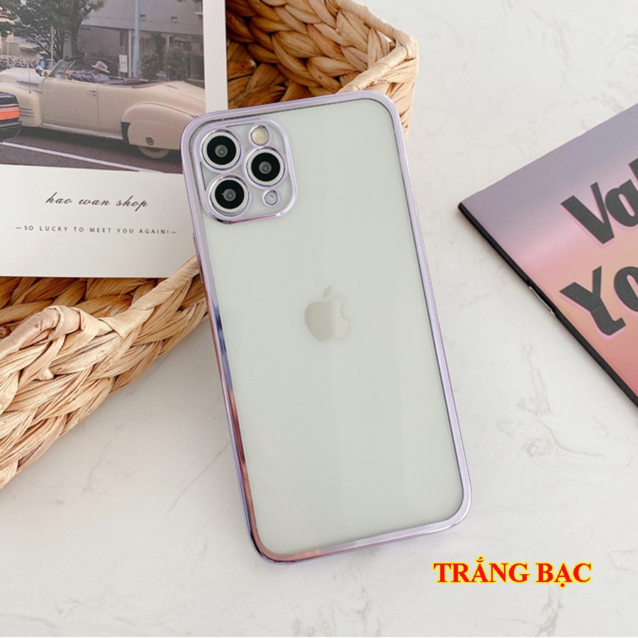 Ốp iphone cao cấp chống sốc- Kiểu dáng vuông giả IP 12 lưng trong, mạ viền IP 7Plus/8Plus/X/Xsmax/11/11Pro,...12 Pro Max