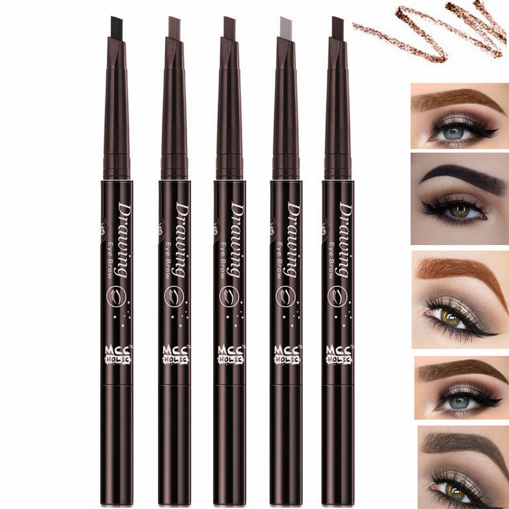 [Hàng mới về] Bút Kẻ Lông Mày Hai Đầu Xoay Tự Động Chống Thấm Nước Không Nhòe Dễ Lên Màu