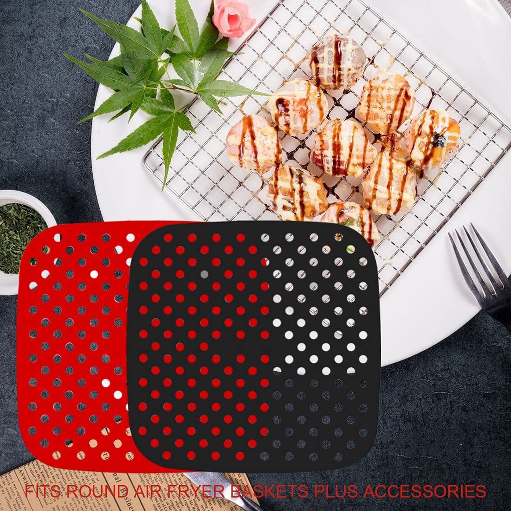 Tấm Lót Nồi Chiên Không Dầu Bằng Silicone Hình Vuông Có Thể Tái Sử Dụng