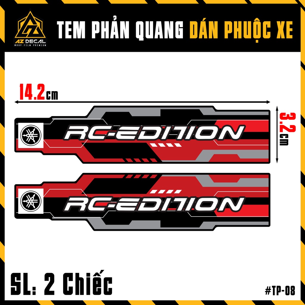 Tem Phuộc RC Edition Dán Phuộc Trước Xe Máy, Xe Mô Tô Yamaha | TP08 | Decal Phản Quang Chống Nước