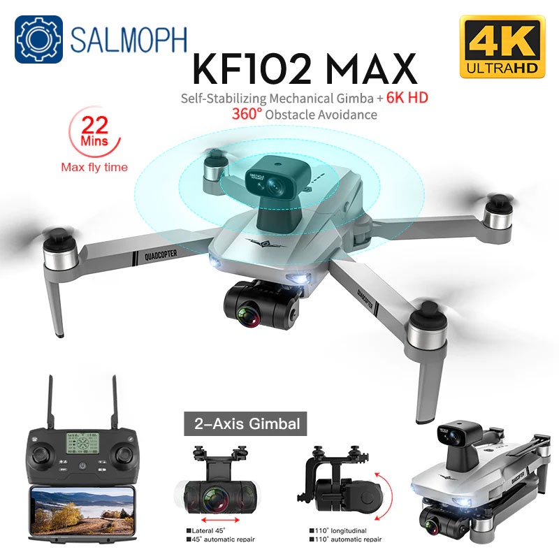 Flycam Camera 4K KF102 Pro có OAS Cảm Biến Tránh Vật Cản, Thời Gian Bay 25 Phút, Tầm Xa 1200m, Không Chổi Than, GPS, EIS