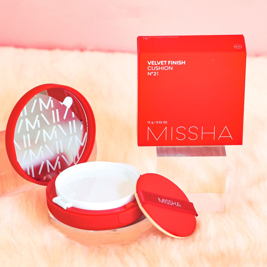 (CHÍNH HÃNG) Phấn Nước/ Cushion Kiềm Dầu Che Phủ Cao MISSHA Velvet Finish Cushion SPF50+/PA+++ 15g (Màu Đỏ), No 21, 23