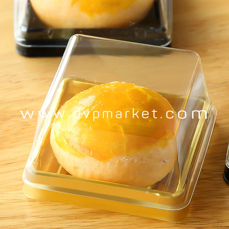 Hộp Nhựa Đựng Bánh Trung Thu Hình Vuông Trong Suốt Đế Vàng - Đại Vạn Phát