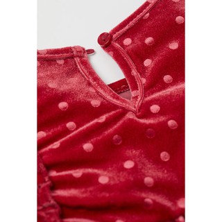 Váy nhung đỏ chấm bi bé gái HM Auth size 9m đến 4Y