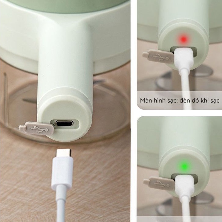 Máy Xay Rau Củ Qủa, Tỏi Ớt Cầm Tay, Máy Thái, Băm Tỏi Ớt Rau Củ Sử Dụng Pin Sạc Cổng USB Đa Năng Tiện Dụng
