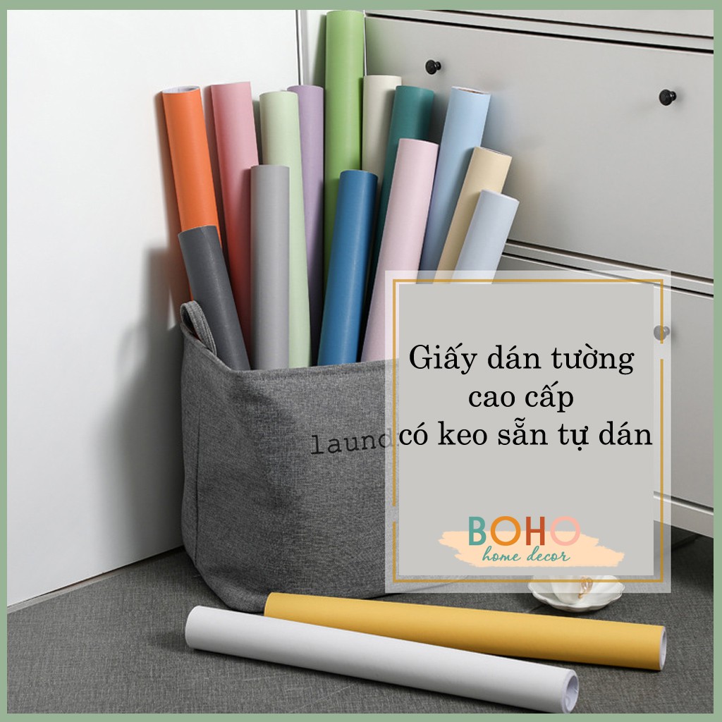 1 mét Giấy dán tường Hàn Quốc cao cấp khổ 60cm có sẵn keo Màu hồng nhạt