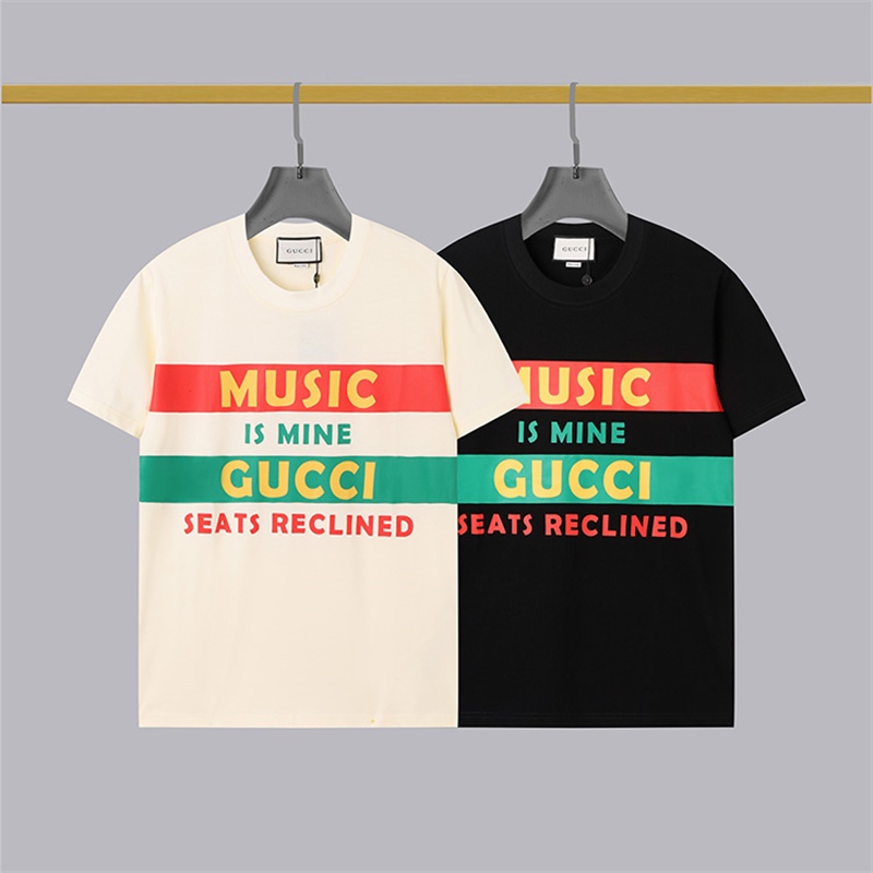 Áo Thun Cotton Tay Ngắn In Chữ Gucci Dành Cho Cặp Đôi