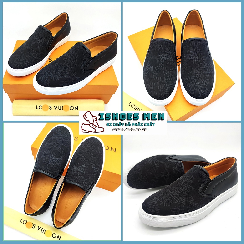 Giày Lười Nam, Giày Slip On LV Nam Da Bò Xịn Đế Kếp Hot Nhất Năm 2021