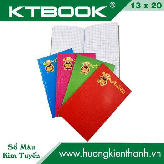 Gói 10 cuốn Sổ Bìa cứng Màu Kim Tuyến Thần Tài 160 trang kích thước 13 x 20 cm (10 cuốn/gói)