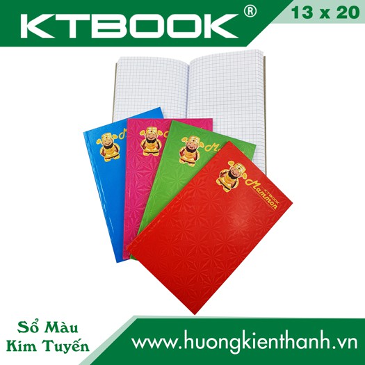 Combo 10 cuốn Sổ Bìa Màu Kim Tuyến Thần Tài Trung Mỏng (10 cuốn/gói)