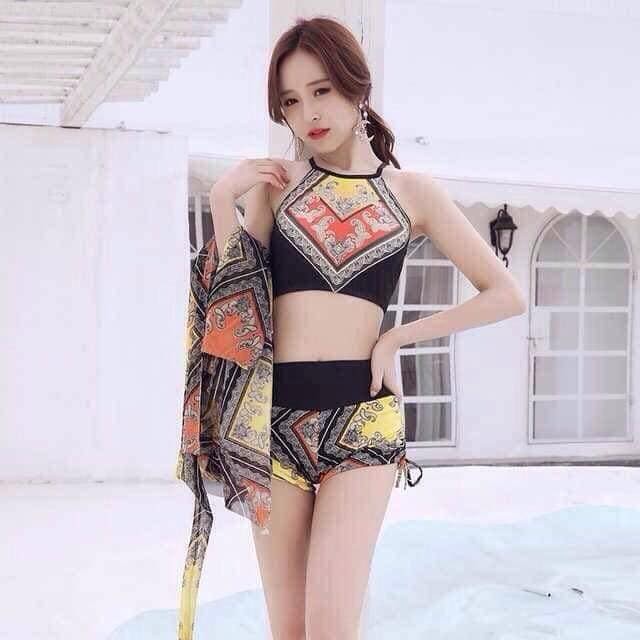 Set bikini 3 mảnh kèm khăn cao cấp 8030